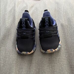 Adidas Black and Purple Sneakers with Camo Sole